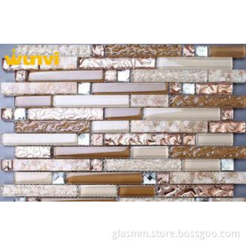 Decor TV wall Glossy Wavy Glass Mosaic Tile , Mosaic Tile F